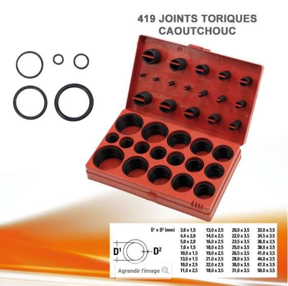 Image du produit JOINTS TORIQUES Ø 3 A 50MM BOITE DE 419 PIECES