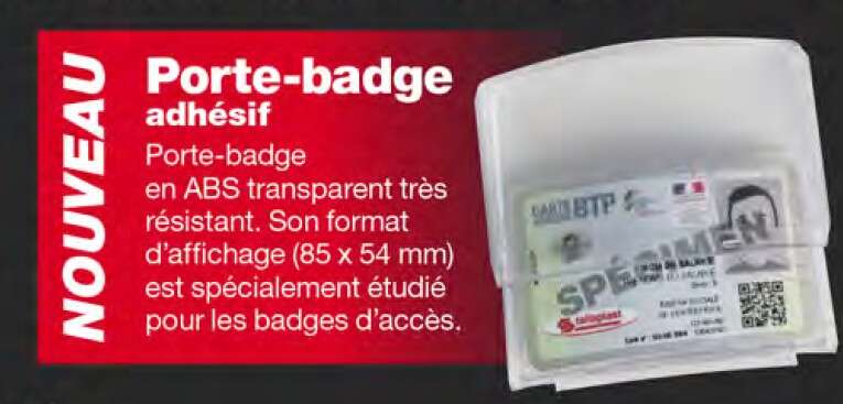 Image du produit PORTE BADGE ADHESIF POUR CASQUE CHANTIER