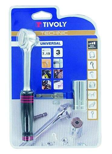 Image du produit DOUILLE UNIVERSELLE TIVOLY Ø 7 A 19MM ET CLE A CLIQUET 3/8"