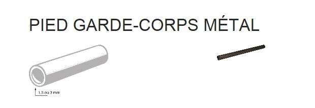 Image du produit PIED GARDE-CORPS METAL &Oslash; 27 MM TUBE METAL DE 40 CM