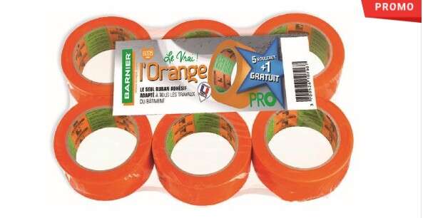 Image du produit PACK 6 ADHESIFS PVC ORANGE LE VRAI 6095 BARNIER 50MMX33M 5+1