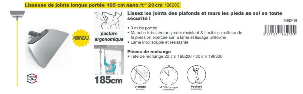 Image du produit LISSEUSE DE JOINTS LONGUE PORTEE 185 CM NANOVIB® LAME 20 CM