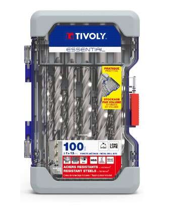 Image du produit COFFRET 100 FORETS METAUX HSS TAILLES MEULES EN CROIX TIVOLY BOITE PLASTIQUE