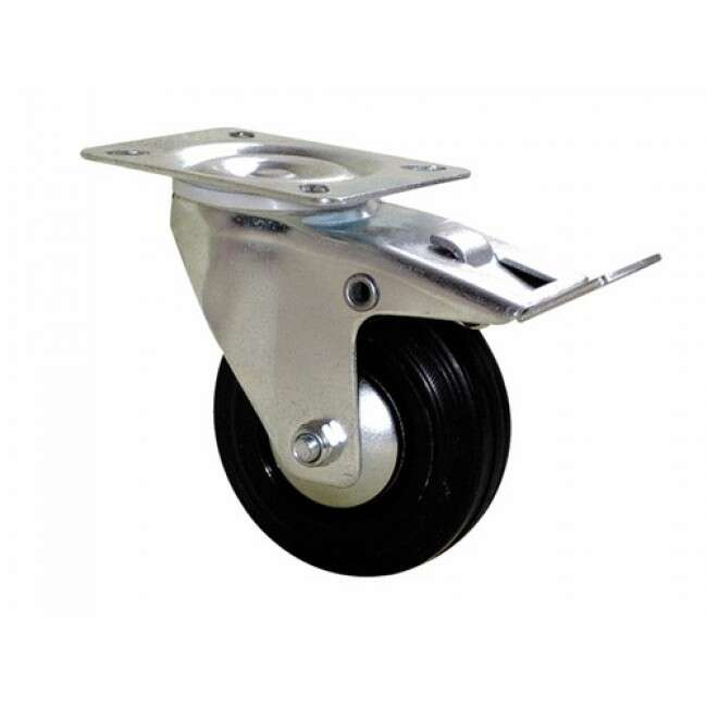 Image du produit ROUE CHARIOT PIVOTANTE A FREIN CAOUTCHOUC Ø 100MM 70KG