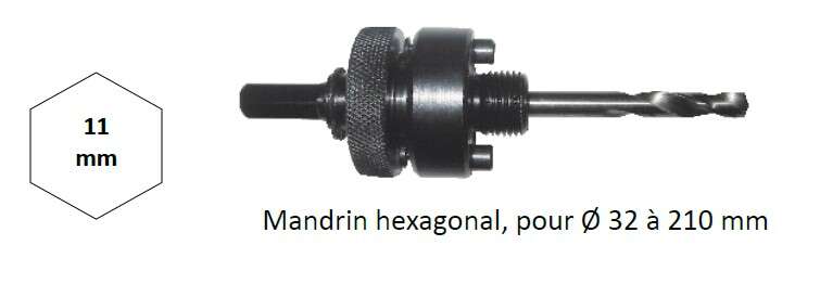 Image du produit MANDRIN TREPAN HEX 11MM POUR TREPAN &Oslash; 32 A 210 MM