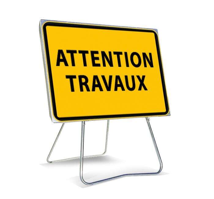 Image du produit PANNEAU 80X60CM KC122P "ATTENTION TRAVAUX" SUR PIED