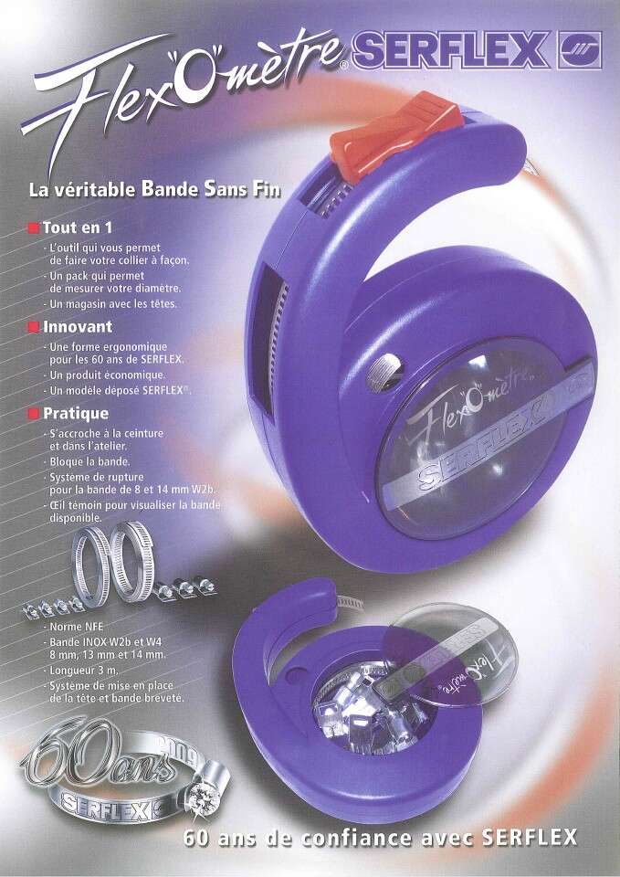 Image du produit BANDE SANS FIN FLEXOMETRE INOX BLEU 8MM X 3M AVEC 8 TETES