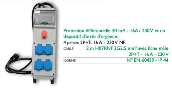 Image du produit COFFRET ELECT.CHANTIER 16A 4PRISES CEBA CC4AU AVEC TREPIED