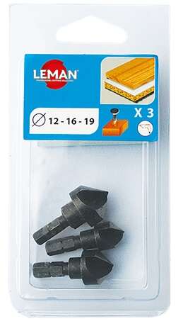 Image du produit LOT DE 3 FRAISOIRS Ø 12-16-19MM EMMANCHEMENT HEX 1/4"