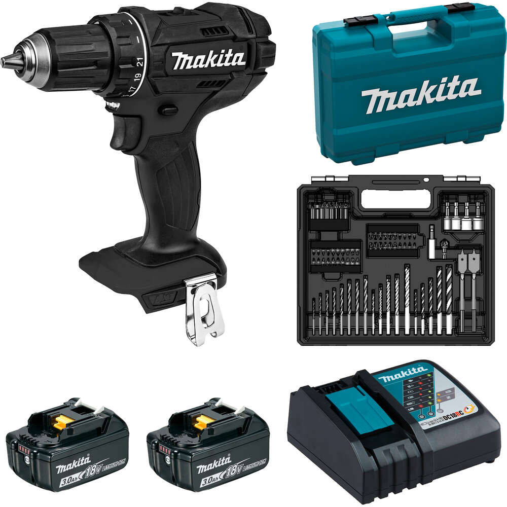 Image du produit VISSEUSE DDF482FX1B 18V MAKITA AVEC 2 BAT 3AH, CHARGEUR ET COFFRET ACCESSOIRES