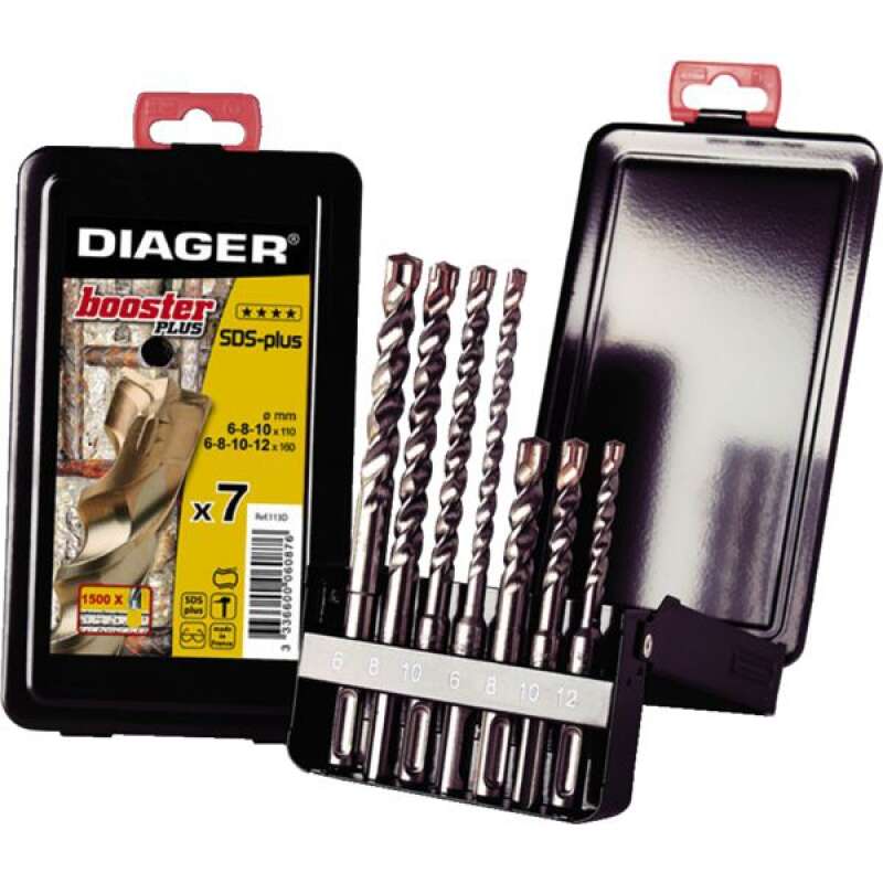 Image du produit COFFRET 7 FORETS SDS-PLUS &Oslash; 5-6-8-10-12MM BOOSTER+ DIAGER
