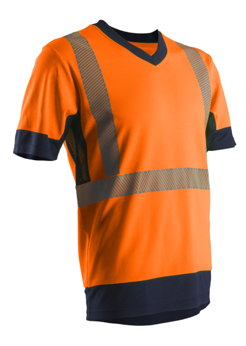 Image du produit  T-SHIRT MANCHES COURTES HV ORANGE/MARINE POLY-COTON CL 2