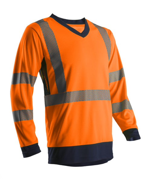 Image du produit T-SHIRT MANCHES LONGUES HV ORANGE/MARINE POLYESTER CL3