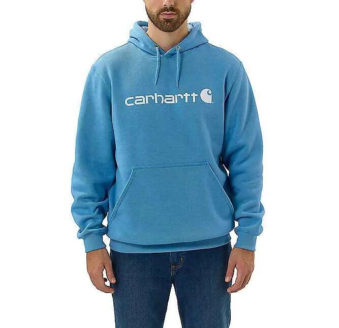 Image du produit SWEAT A CAPUCHE CARHARTT BLEU CIEL LOGO DEVANT 100074 HD0