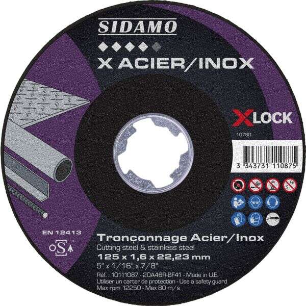 Image du produit DISQUE A TRONCONNER  ACIER INOX XLOCK Ø 125 X 1.6 X 22,2MM X-LOCK