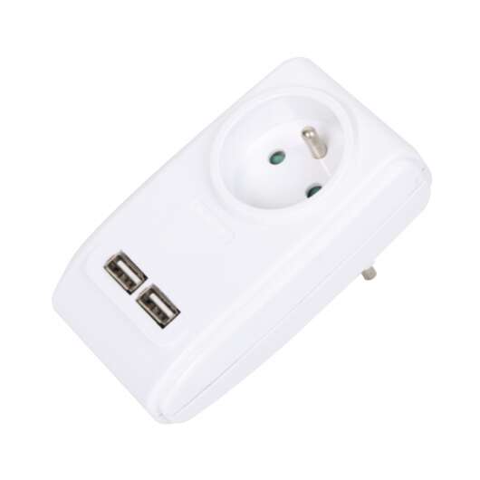 Image du produit CHARGEUR COMPACT 220V AVEC 2 CONNEXIONS USB + 1 PRISE 200V