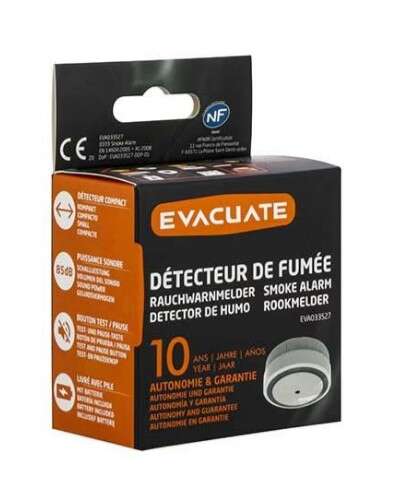 Image du produit DETECTEUR DE FUMEE NF AUTONOMIE ET GARANTIE 10 ANS EVACUATE