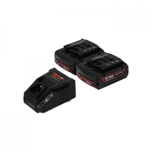 Image du produit PACK 2 BATTERIES 18V 5AH ET CHARGEUR SIMPLE COMPATIBLE BOSCH