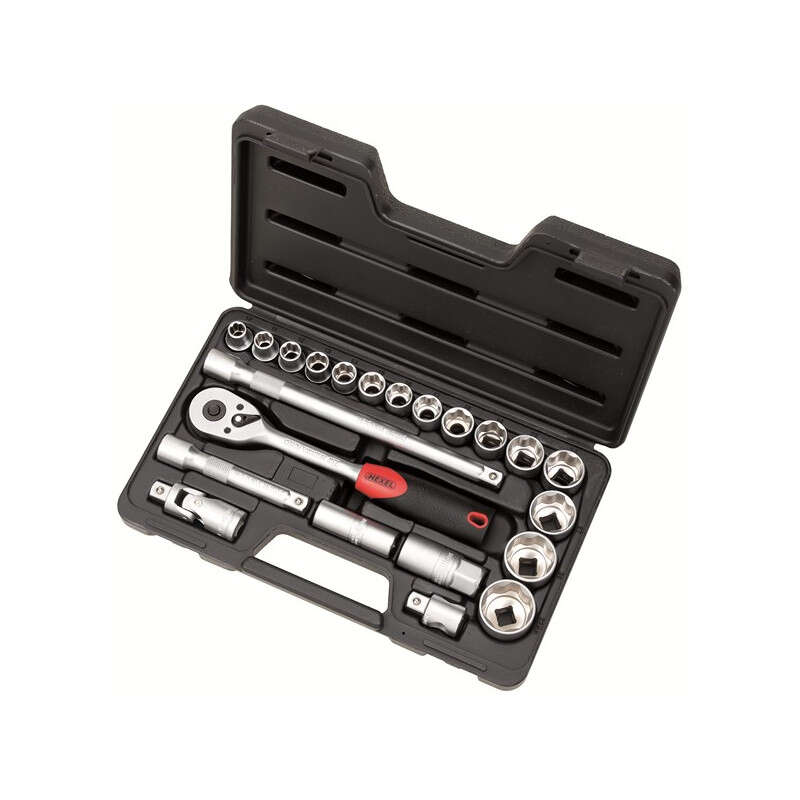 Image du produit JEU DOUILLES 6 PANS 1/2" - JEU DE 22 PCS &Oslash; 10 A 32 MM ET 1 CLIQUET