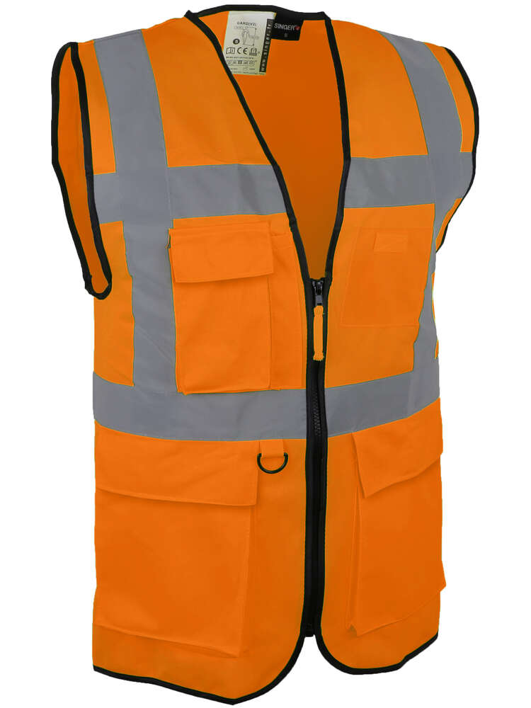 Image du produit SINGER GILET HV ORANGE MULTIPOCHE ZIPP&Eacute;