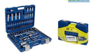 Image du produit -- COFFRET  94  OUTILS AVEC CLIQUET, DOUILLES ET EMBOUTS. 1/2" 1/4"