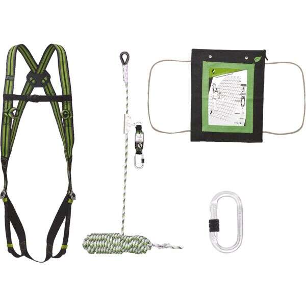 Image du produit KIT HARNAIS 2 POINTS ANTI CHUTE AVEC ABSORBEUR ENERGIE + SUPPORT ASSURAGE 10M + 1 CONNECTEUR 18 MM