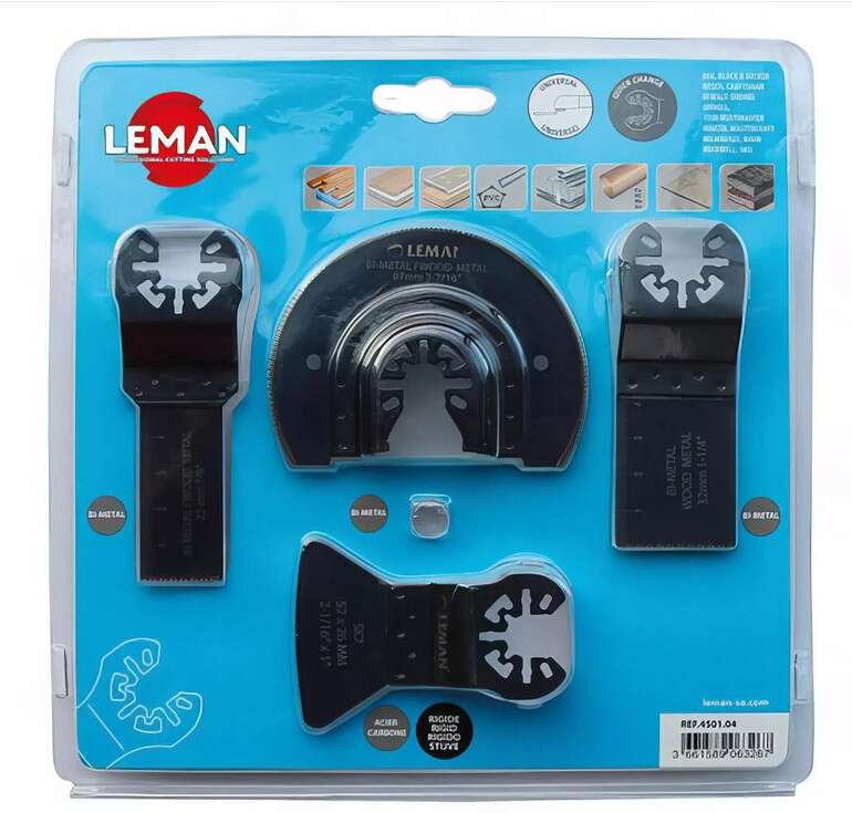 Image du produit COFFRET  3 LAMES MULTI FONCTIONS BI-METAL + 1 SPATULE ACIER CARBONE