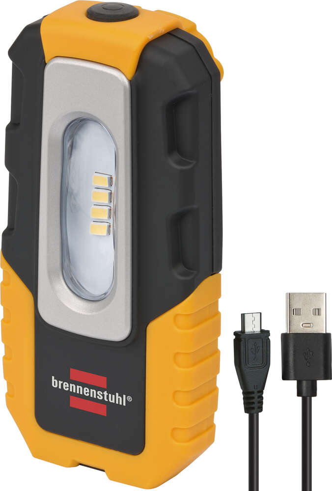 Image du produit -- LAMPE TORCHE 4 LED RECHARGEABLE, 200 LUMEN (AUTONOMIE 3H, 2 MODES D'ECLAIRAGE, PETIT FORMAT, ORIENTABLE, CROCHET)