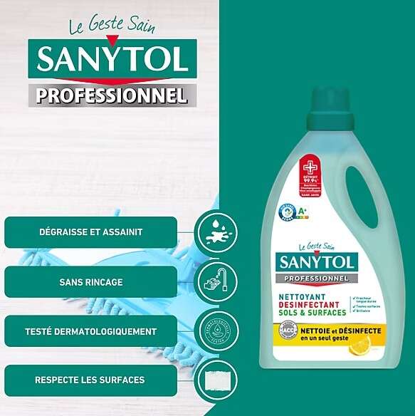 Image du produit NETTOYANT DESINFECTANT SOLS ET SURFACES SANYTOL PRO 5 L CITRON