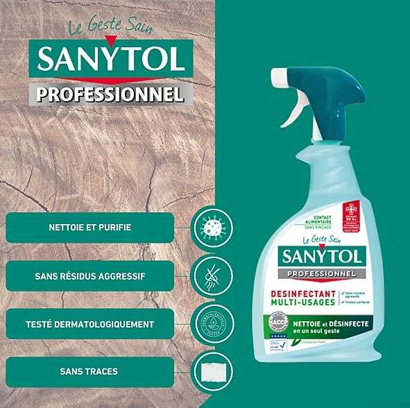 Image du produit SPRAY SANYTOL 750 ML MULTI USAGE NETT & DESINFECTE