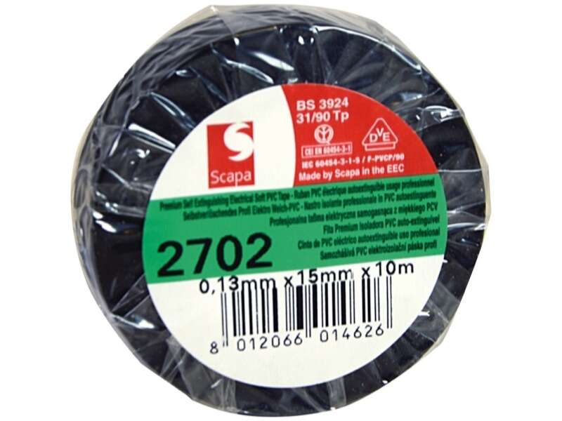 Image du produit ADHESIF PVC NOIR 10M X 15MM