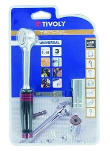 Image produit DOUILLE UNIVERSELLE TIVOLY Ø 7 A 19MM ET CLE A CLIQUET 3/8"