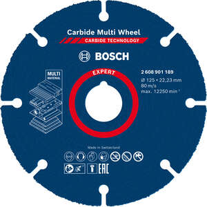 Image produit DISQUE À TRONÇONNER EXPERT CARBIDE MULTI MATERIAUX  Ø 125X1MM AL22,23 MM BOSCH