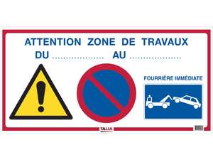 Image produit PANNEAU ECO 80X40CM "ATTENTION ZONE DE TRAVAUX + DATE